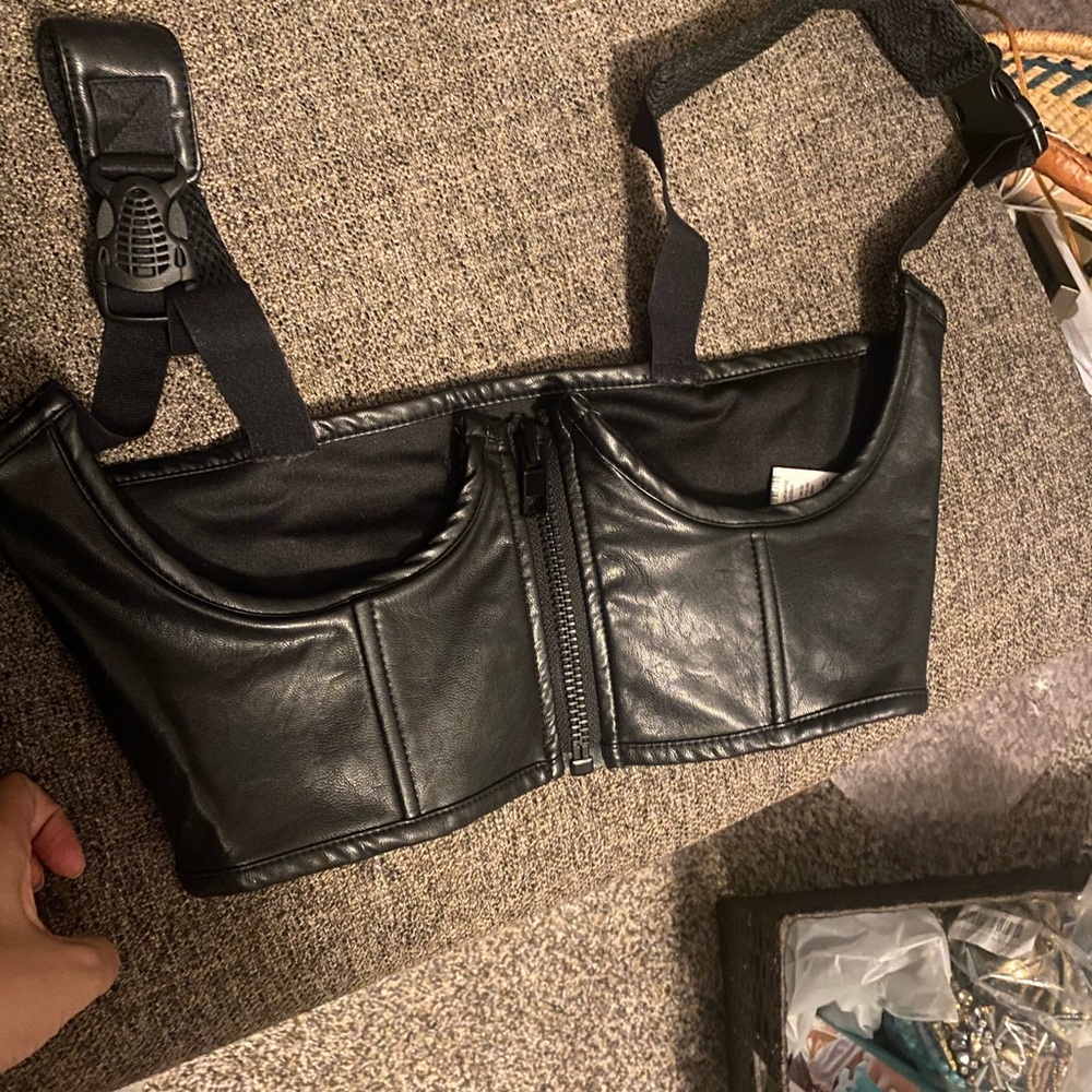POSTER GIRL Black Leather Bustier